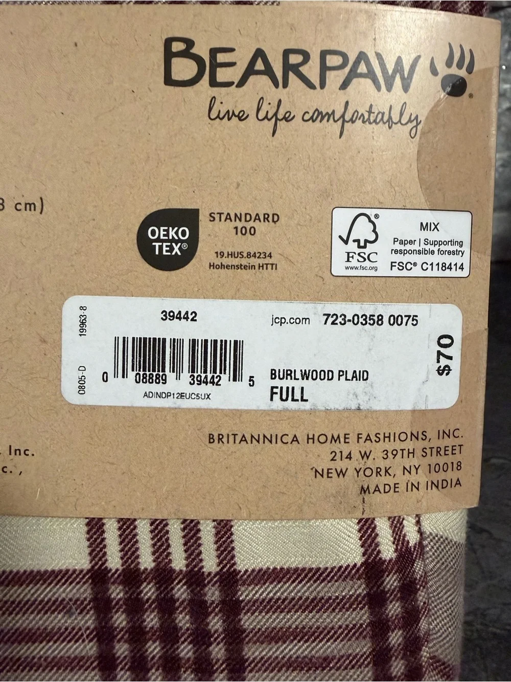 BearPaw Plaid Flannel Sheet Set-Full